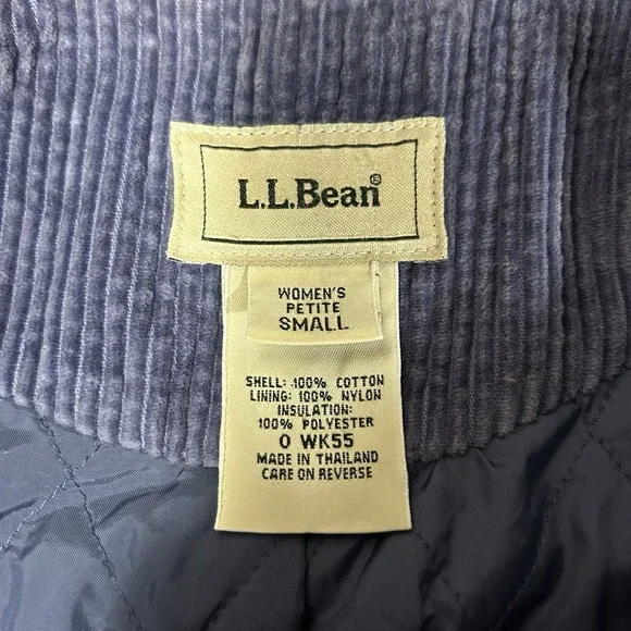LL Bean Jacket Womens Sm Blue Corduroy Chore Coat Barn Double Breasted Collared - Picture 5 of 8